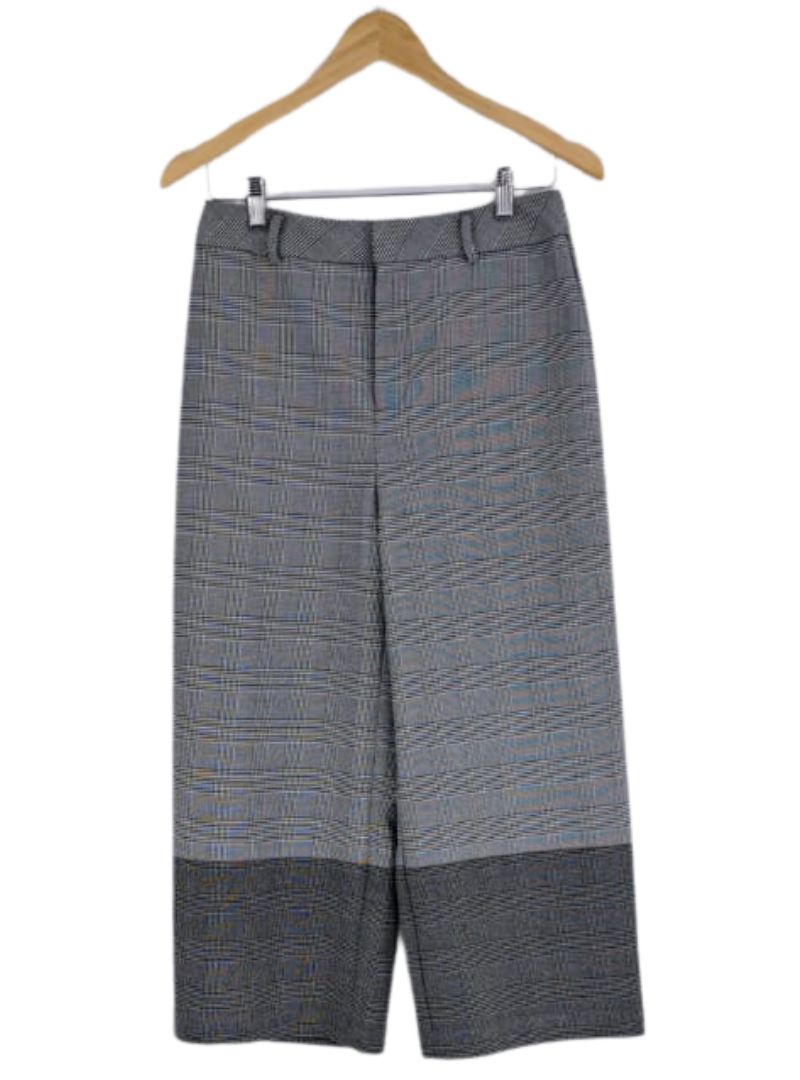 Check 3/4 wide leg office trouser