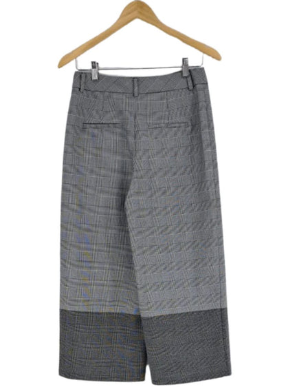 Check 3/4 wide leg office trouser