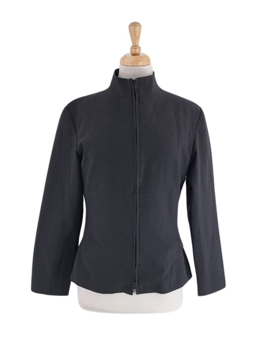 High round neck zipper jacket