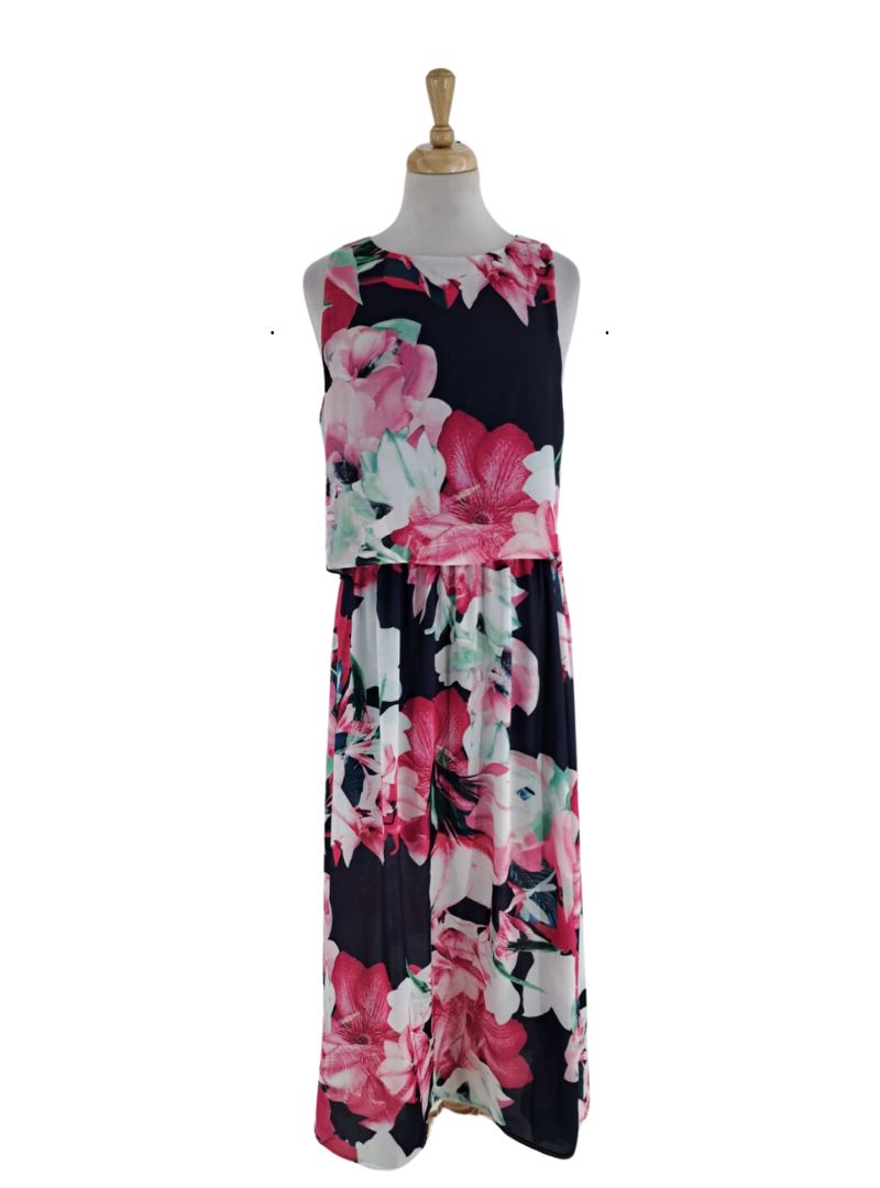 Floral sleeveless midi dress