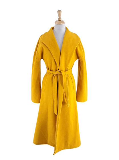 Long length tie belt coat