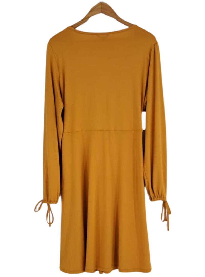 Lng sleeve deep v-neck dress